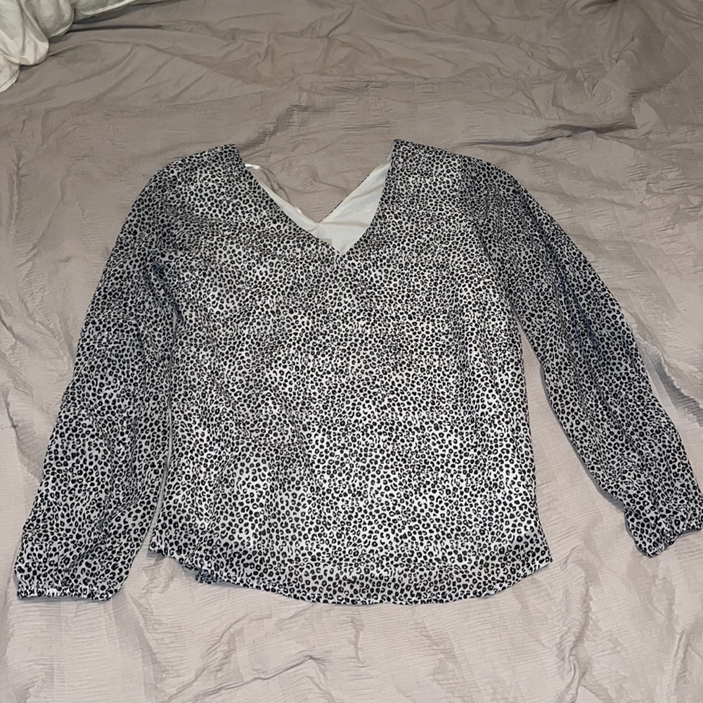 Black and white cheetah blouse